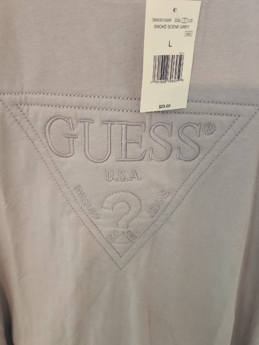 GUESS Men’s Embroidered Logo Tee in SMOKE SCENE GREY - Picture 2 of 6